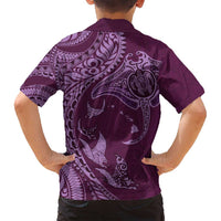 Hawaiian Manta Ray and Polynesian Tribal Tattoo Family Matching Off Shoulder Maxi Dress and Hawaiian Shirt Pink Color LT03 - Polynesian Pride