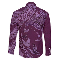 Hawaiian Manta Ray and Polynesian Tribal Tattoo Family Matching Puletasi and Hawaiian Shirt Pink Color LT03 - Polynesian Pride