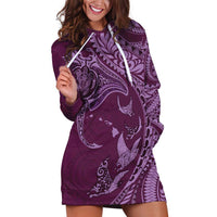 Hawaiian Manta Ray and Polynesian Tribal Tattoo Hoodie Dress Pink Color LT03 Pink - Polynesian Pride