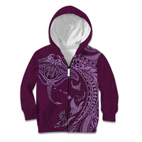 Hawaiian Manta Ray and Polynesian Tribal Tattoo Kid Hoodie Pink Color LT03 Zip Hoodie Pink - Polynesian Pride