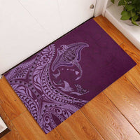 Hawaiian Manta Ray and Polynesian Tribal Tattoo Rubber Doormat Pink Color LT03