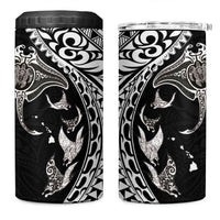 Hawaiian Manta Ray and Polynesian Tribal Tattoo 4 in 1 Can Cooler Tumbler Black Color LT03 One Size: 16 oz Black - Polynesian Pride