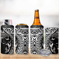 Hawaiian Manta Ray and Polynesian Tribal Tattoo 4 in 1 Can Cooler Tumbler Black Color LT03 - Polynesian Pride