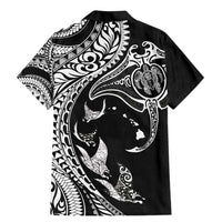 Hawaiian Manta Ray and Polynesian Tribal Tattoo Family Matching Mermaid Dress and Hawaiian Shirt Black Color LT03 - Polynesian Pride