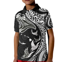 Hawaiian Manta Ray and Polynesian Tribal Tattoo Kid Polo Shirt Black Color LT03 Kid Black - Polynesian Pride