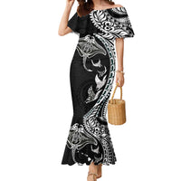 Hawaiian Manta Ray and Polynesian Tribal Tattoo Mermaid Dress Black Color LT03 Women Black - Polynesian Pride