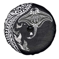 Hawaiian Manta Ray and Polynesian Tribal Tattoo Spare Tire Cover Black Color LT03 - Polynesian Pride