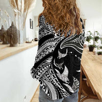 Hawaiian Manta Ray and Polynesian Tribal Tattoo Women Casual Shirt Black Color LT03 - Polynesian Pride