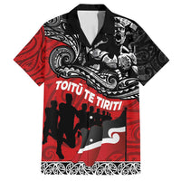 Aotearoa Toitu Te Tiriti Family Matching Tank Maxi Dress and Hawaiian Shirt Honoring Te Tiriti o Waitangi Maori Haka LT03 Dad's Shirt - Short Sleeve Red - Polynesian Pride
