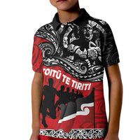 Aotearoa Toitu Te Tiriti Kid Polo Shirt Honoring Te Tiriti o Waitangi Maori Haka LT03 Kid Red - Polynesian Pride