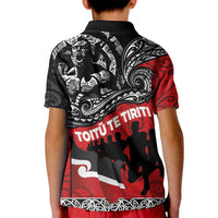 Aotearoa Toitu Te Tiriti Kid Polo Shirt Honoring Te Tiriti o Waitangi Maori Haka LT03 - Polynesian Pride