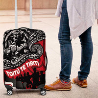 Aotearoa Toitu Te Tiriti Luggage Cover Honoring Te Tiriti o Waitangi Maori Haka LT03 Red - Polynesian Pride