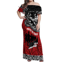 Aotearoa Toitu Te Tiriti Off Shoulder Maxi Dress Honoring Te Tiriti o Waitangi Maori Haka LT03 Women Red - Polynesian Pride