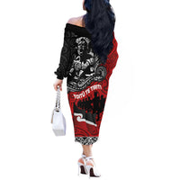 Aotearoa Toitu Te Tiriti Off The Shoulder Long Sleeve Dress Honoring Te Tiriti o Waitangi Maori Haka LT03 - Polynesian Pride