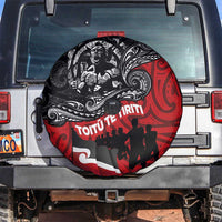 Aotearoa Toitu Te Tiriti Spare Tire Cover Honoring Te Tiriti o Waitangi Maori Haka LT03 Red - Polynesian Pride