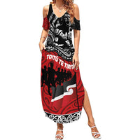 Aotearoa Toitu Te Tiriti Summer Maxi Dress Honoring Te Tiriti o Waitangi Maori Haka LT03 Women Red - Polynesian Pride