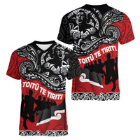 Aotearoa Toitu Te Tiriti Women V-Neck T-Shirt Honoring Te Tiriti o Waitangi Maori Haka LT03 - Polynesian Pride