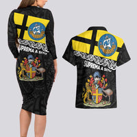 New Zealand Wellington Couples Matching Long Sleeve Bodycon Dress and Hawaiian Shirt The Capital's Emblems Flag and Koru Art LT03 - Polynesian Pride