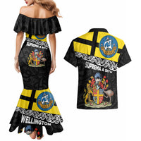 New Zealand Wellington Couples Matching Mermaid Dress and Hawaiian Shirt The Capital's Emblems Flag and Koru Art LT03 - Polynesian Pride
