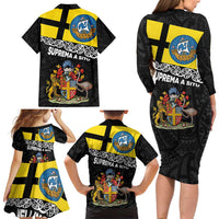 New Zealand Wellington Family Matching Long Sleeve Bodycon Dress and Hawaiian Shirt The Capital's Emblems Flag and Koru Art LT03 - Polynesian Pride