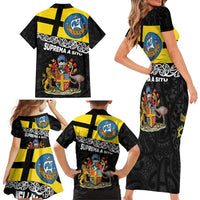 New Zealand Wellington Family Matching Short Sleeve Bodycon Dress and Hawaiian Shirt The Capital's Emblems Flag and Koru Art LT03 - Polynesian Pride
