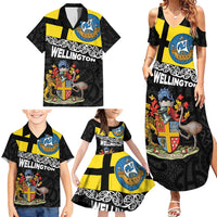 New Zealand Wellington Family Matching Summer Maxi Dress and Hawaiian Shirt The Capital's Emblems Flag and Koru Art LT03 - Polynesian Pride