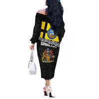 New Zealand Wellington Off The Shoulder Long Sleeve Dress The Capital's Emblems Flag and Koru Art LT03 - Polynesian Pride
