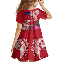 Personalised Samoa Coat Of Arms Family Matching Long Sleeve Bodycon Dress and Hawaiian Shirt Tropical Flower Red Polynesian Pattern LT03 - Polynesian Pride