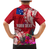 Personalised Samoa Coat Of Arms Family Matching Mermaid Dress and Hawaiian Shirt Tropical Flower Red Polynesian Pattern LT03 - Polynesian Pride