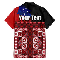 Samoa Flag Day Family Matching Off Shoulder Long Sleeve Dress and Hawaiian Shirt Siapo Pattern and Ula Fala LT03 - Polynesian Pride