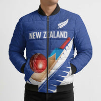 Custom New Zealand Cricket Bomber Puffer Jacket Kiwi Birds Haka Dance Blue Fern Sporty Style LT03 - Polynesian Pride