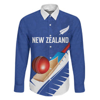 Custom New Zealand Cricket Family Matching Short Sleeve Bodycon Dress and Hawaiian Shirt Kiwi Birds Haka Dance Blue Fern Sporty Style LT03 Dad's Shirt - Long Sleeve Blue - Polynesian Pride