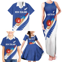 Custom New Zealand Cricket Family Matching Tank Maxi Dress and Hawaiian Shirt Kiwi Birds Haka Dance Blue Fern Sporty Style LT03 - Polynesian Pride