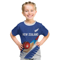Custom New Zealand Cricket Kid T Shirt Kiwi Birds Haka Dance Blue Fern Sporty Style LT03 Blue - Polynesian Pride