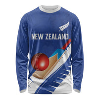 Custom New Zealand Cricket Long Sleeve Shirt Kiwi Birds Haka Dance Blue Fern Sporty Style LT03 Unisex Blue - Polynesian Pride