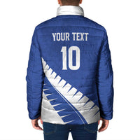 Custom New Zealand Cricket Padded Jacket Kiwi Birds Haka Dance Blue Fern Sporty Style LT03 - Polynesian Pride