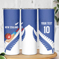 Custom New Zealand Cricket Skinny Tumbler Kiwi Birds Haka Dance Blue Fern Sporty Style LT03 - Polynesian Pride