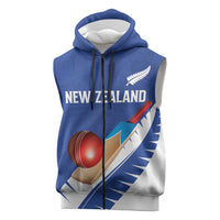 Custom New Zealand Cricket Sleeveless Zip Hoodie Kiwi Birds Haka Dance Blue Fern Sporty Style LT03 Blue - Polynesian Pride