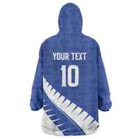 Custom New Zealand Cricket Wearable Blanket Hoodie Kiwi Birds Haka Dance Blue Fern Sporty Style LT03 - Polynesian Pride