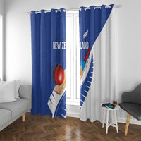 New Zealand Cricket Window Curtain Kiwi Birds Haka Dance Blue Fern Sporty Style LT03 With Grommets Blue - Polynesian Pride