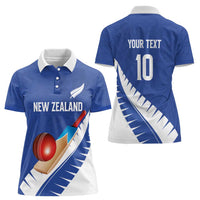 Custom New Zealand Cricket Women Polo Shirt Kiwi Birds Haka Dance Blue Fern Sporty Style LT03 - Polynesian Pride