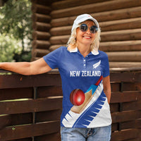 Custom New Zealand Cricket Women Polo Shirt Kiwi Birds Haka Dance Blue Fern Sporty Style LT03 - Polynesian Pride