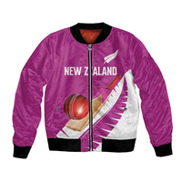 Custom New Zealand Cricket Bomber Jacket Kiwi Birds Haka Dance Pink Fern Sporty Style LT03 Unisex Pink - Polynesian Pride