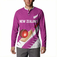 Custom New Zealand Cricket Button Sweatshirt Kiwi Birds Haka Dance Pink Fern Sporty Style LT03 - Polynesian Pride