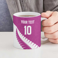 Custom New Zealand Cricket Ceramic Mug Kiwi Birds Haka Dance Pink Fern Sporty Style LT03 - Polynesian Pride