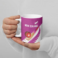 Custom New Zealand Cricket Ceramic Mug Kiwi Birds Haka Dance Pink Fern Sporty Style LT03 - Polynesian Pride
