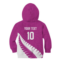 Custom New Zealand Cricket Kid Hoodie Kiwi Birds Haka Dance Pink Fern Sporty Style LT03 - Polynesian Pride