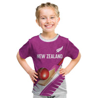 Custom New Zealand Cricket Kid T Shirt Kiwi Birds Haka Dance Pink Fern Sporty Style LT03 Pink - Polynesian Pride