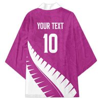 Custom New Zealand Cricket Kimono Kiwi Birds Haka Dance Pink Fern Sporty Style LT03 - Polynesian Pride
