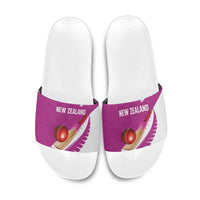 New Zealand Cricket Slide Sandals Kiwi Birds Haka Dance Pink Fern Sporty Style LT03 Pink - Polynesian Pride